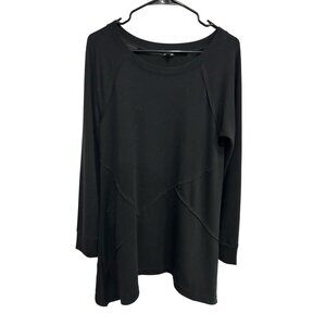 Cable & Gauge Womens Tunic Black Asymmetrical Hem Size L Soft Stretch Career